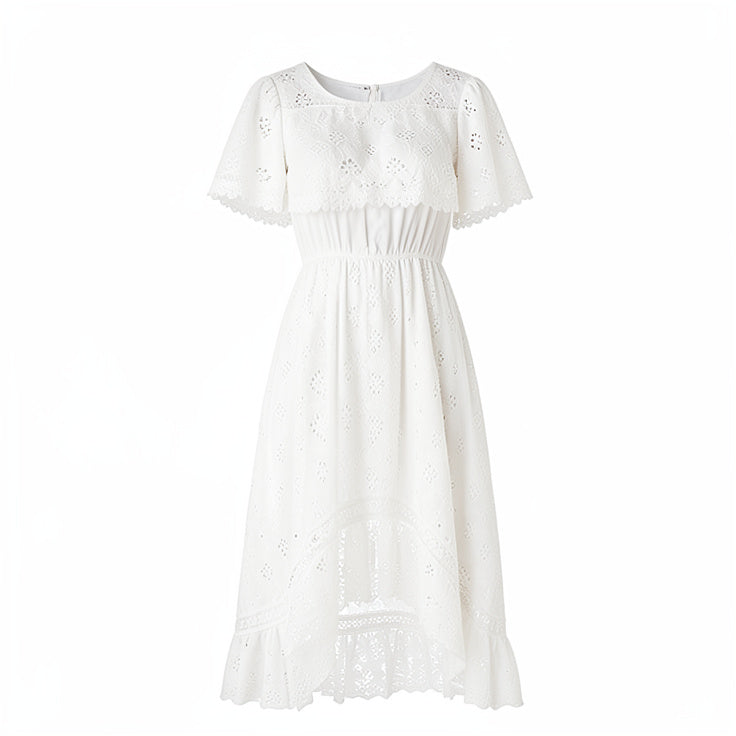 Vestido Longo Frida em Laise com Barra Assimétrica
