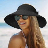 Viseira de Praia Feminina Camille Aba Larga Ajustável com Laço