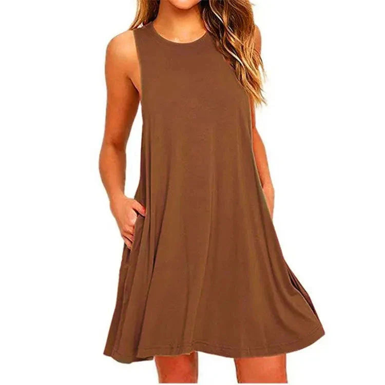 Vestido Curto Anna A-Line Soltinho com Bolsos Laterais