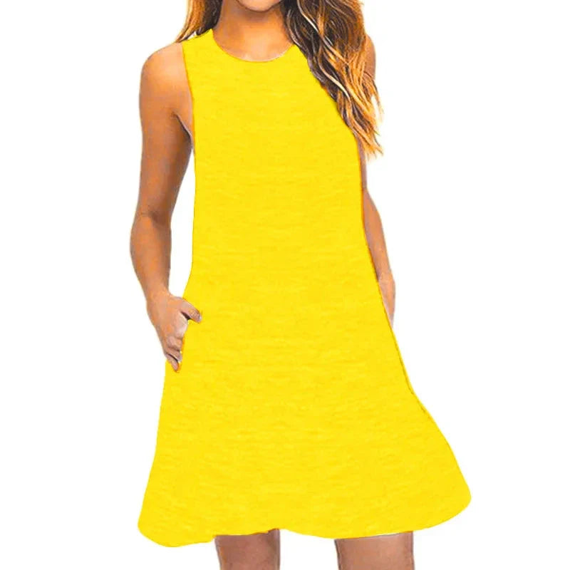 Vestido Curto Anna A-Line Soltinho com Bolsos Laterais