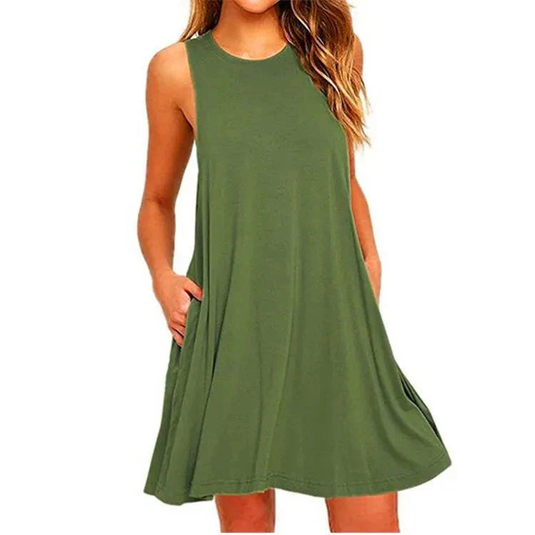 Vestido Curto Anna A-Line Soltinho com Bolsos Laterais