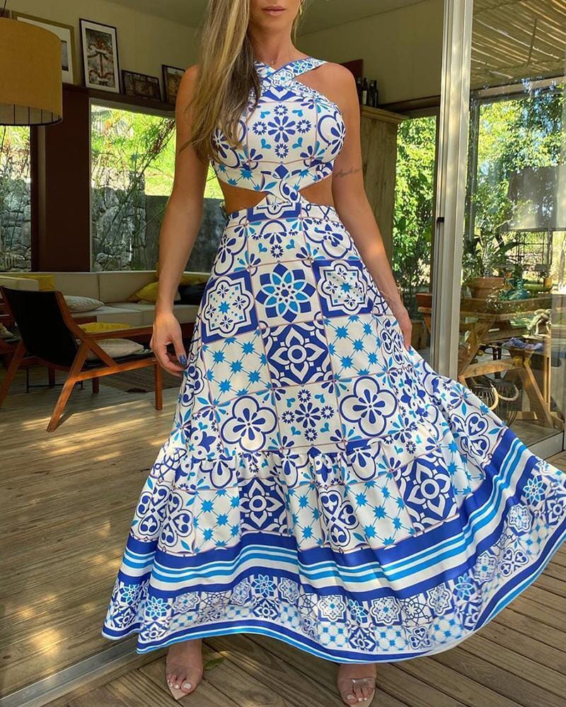 Vestido de Praia Paty Curto com Babados e Alças Finas
